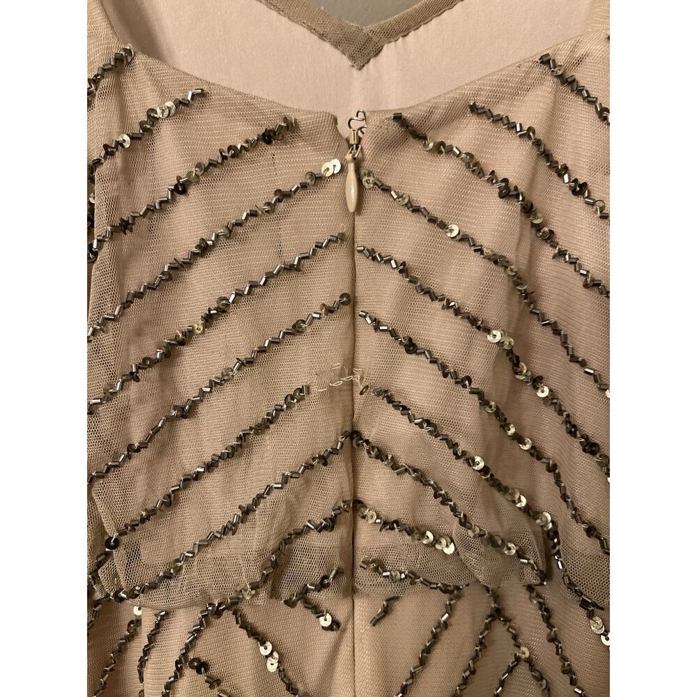 NEW Adrianna Papell Art Deco Beaded Blouson Gown Color Taupe (see Description) - Picture 8 of 9